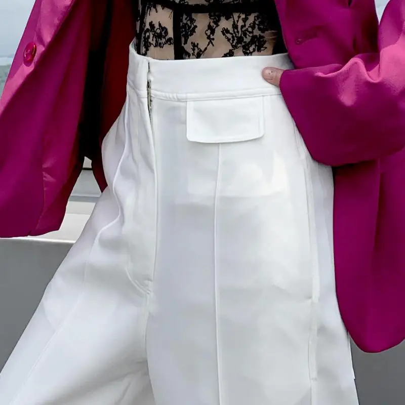 Женские прямые брюки GETSPRING белые с высокой талией Универсальные Длинные