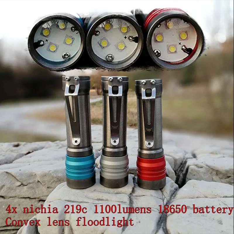 Amutorch AT40 4x Nichia 219C 1100LM выпуклая линза Профессиональный прожектор из титанового
