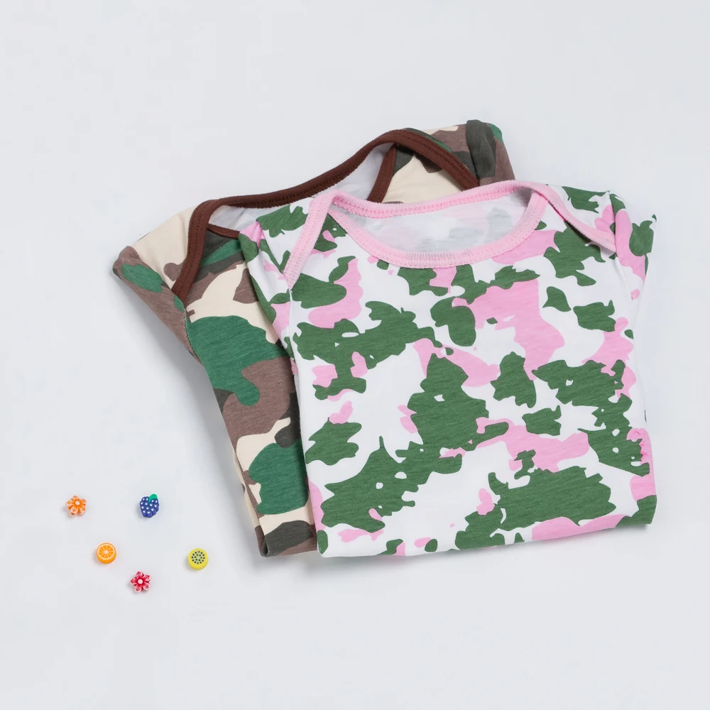 Новорожденный короткий рукав хлопковый костюм для детей возрастом от армия