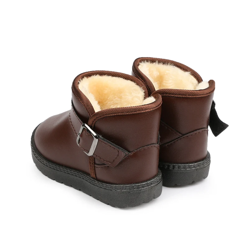 

2020 New Winter For Child Kid Girl Boy Snow Boots Comfort Thick Antislip Short Boots Elastic Band Leather Cotton-Padded Shoes