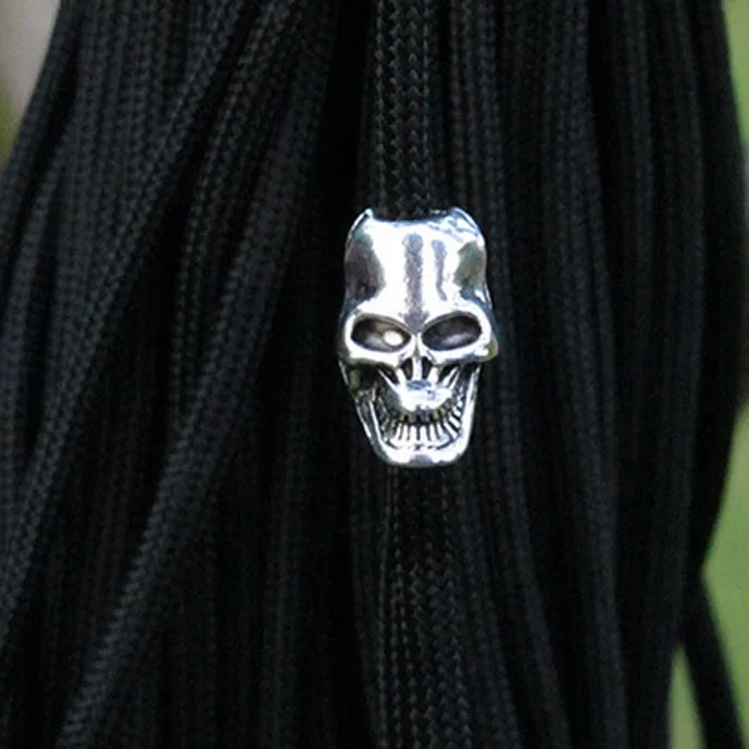 10 шт./лот металлические бусины в виде черепа для паракорда браслета ножа шнурков