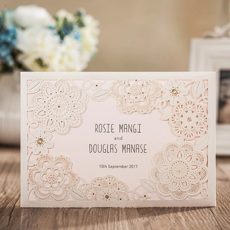 Лазерная резка Кружево цветок Кот Цвет Свадебное приглашение|flower cards|card cardcard