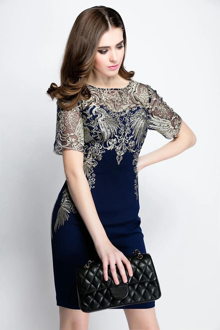 ElaCentelha Brand Dress Summer Women High Quality Embroidery Patchwork Hollow Out Casual Short Sleeve Slim Women's Dresses | Женская