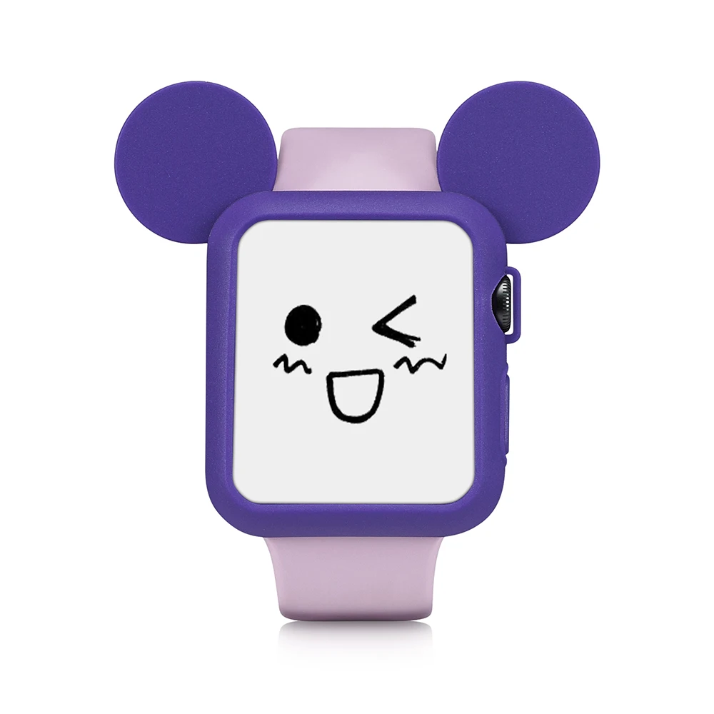 Защитный чехол GUYO для Apple Watch с милыми ушками для Apple Watch series 3 2 1 цветной 38 мм 42 мм мягкий силиконовый - Цвет: Mouse ears Purple