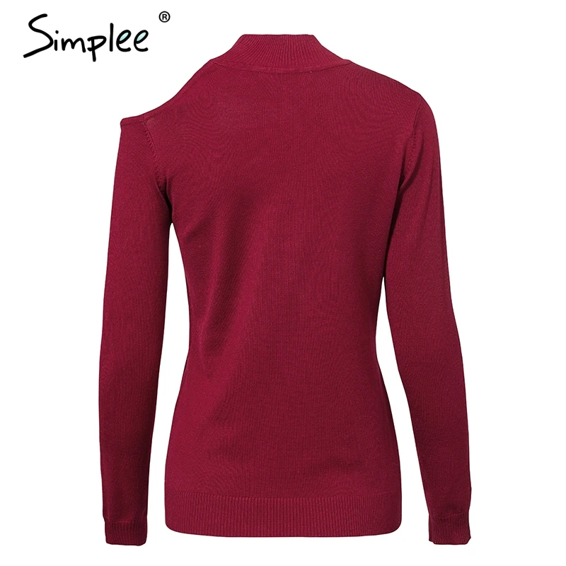 Женский вязаный белый свитер Simplee элегантный пуловер на одно плечо с длинными