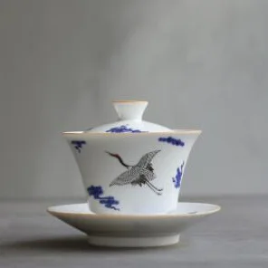 A Розовый 110 мл голубой и белый фарфор Gaiwan керамический чайная супница с подшипником Китайский кунг-фу чайный сервиз ручной работы чайная чаша - Цвет: A