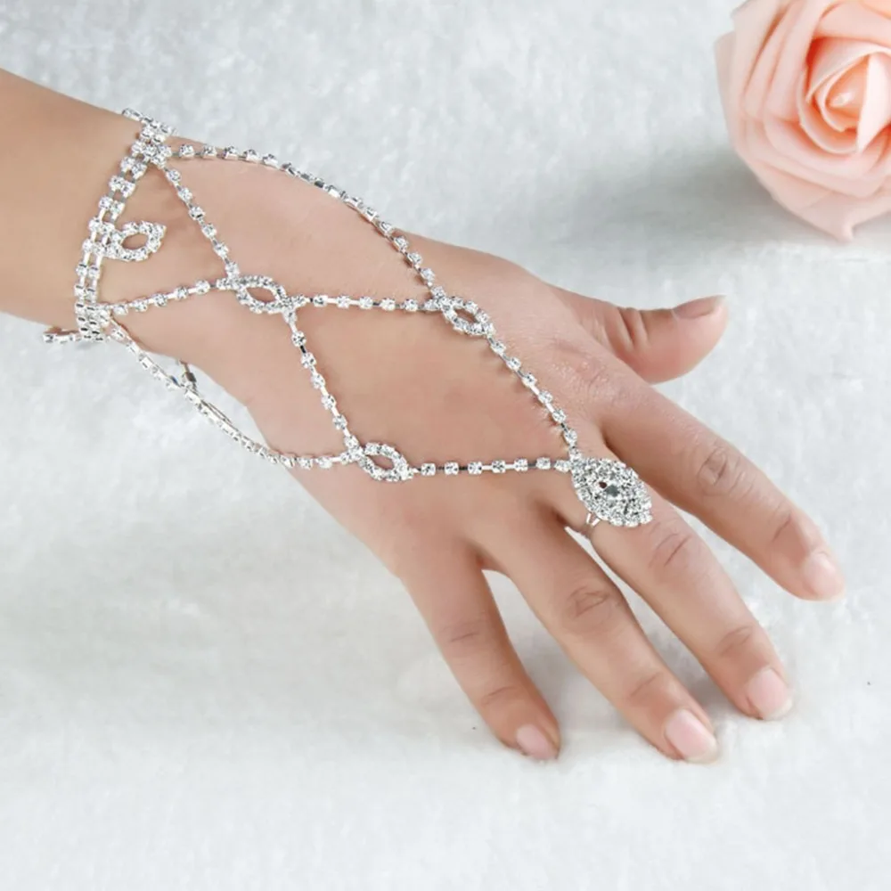 Изысканный свадебный браслет со стразами ручной работы 9| |