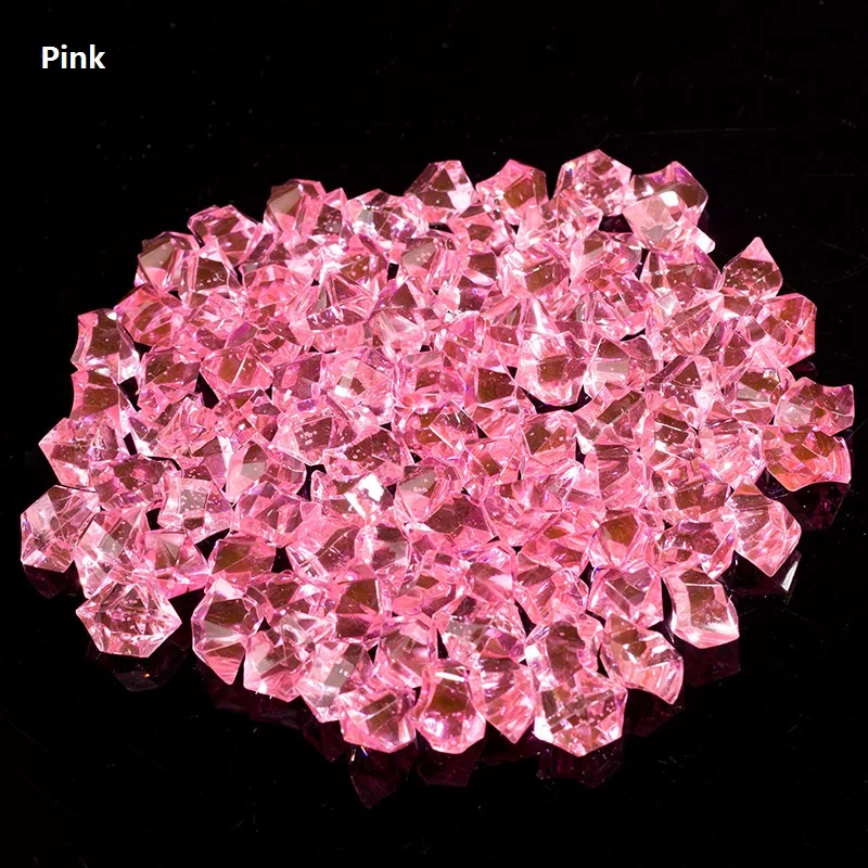 Pink 100 x искусственный цвет рок акриловый кристаллический камень пластиковая прозрачная ваза декоративная каменная рыбка украшения для дома и свадьбы - Цвет: Pink