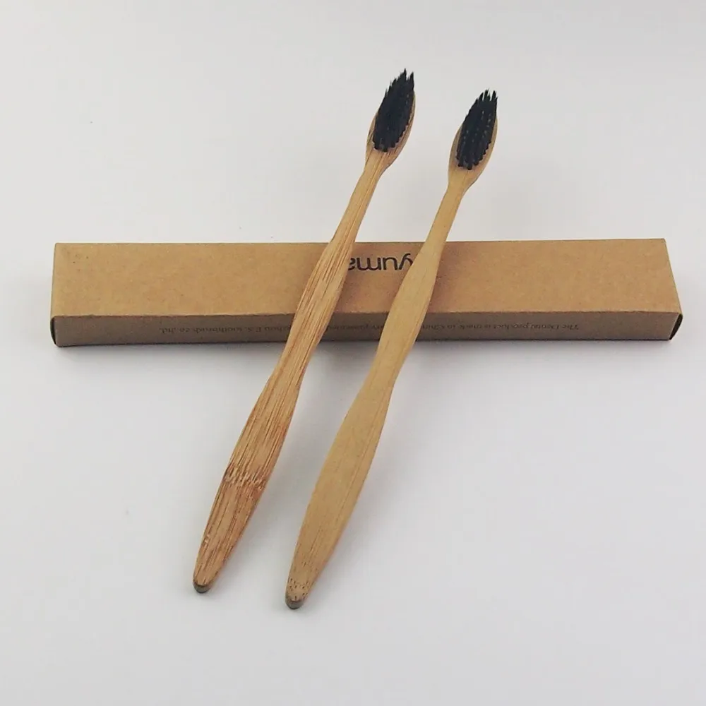 100 шт. черная 100% Бамбуковая зубная щетка деревянная новинка Мягкая щетина