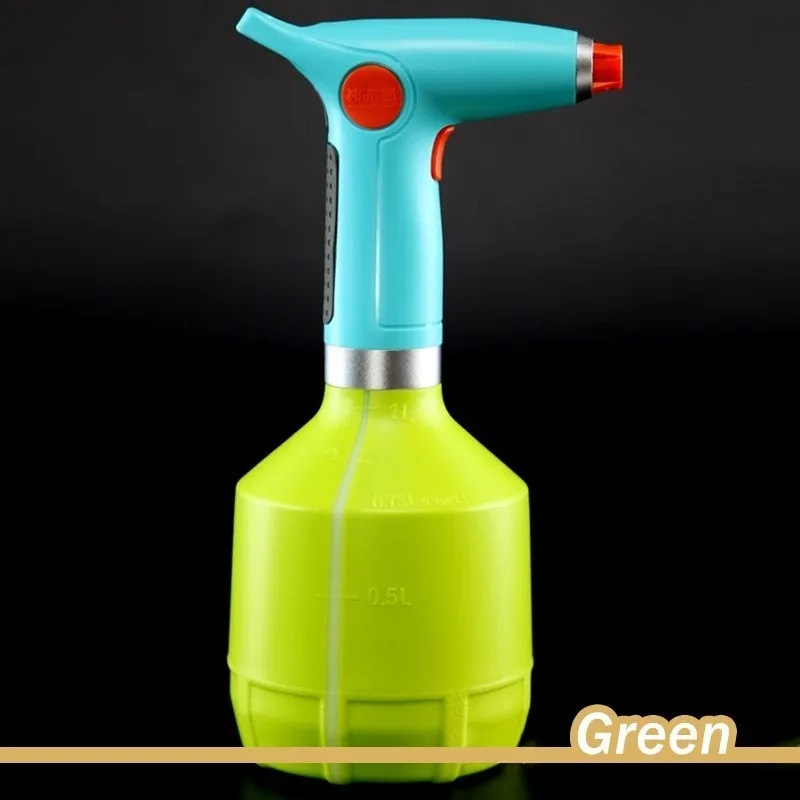Green 1Л мелкий туман мини полив растений Электрический опрыскиватель садовый пластиковый спринклер высокого давления бытовой воды спрей чайник - Цвет: Green