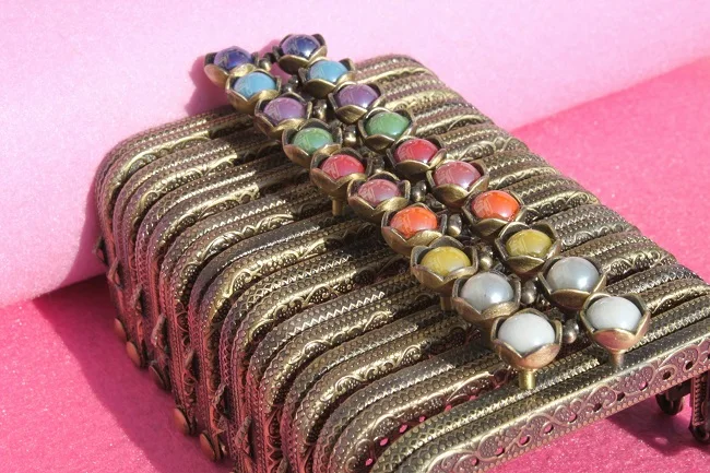 Оптовая продажа бронзовая металлическая рамка для кошелька 8 5 см с узором в виде