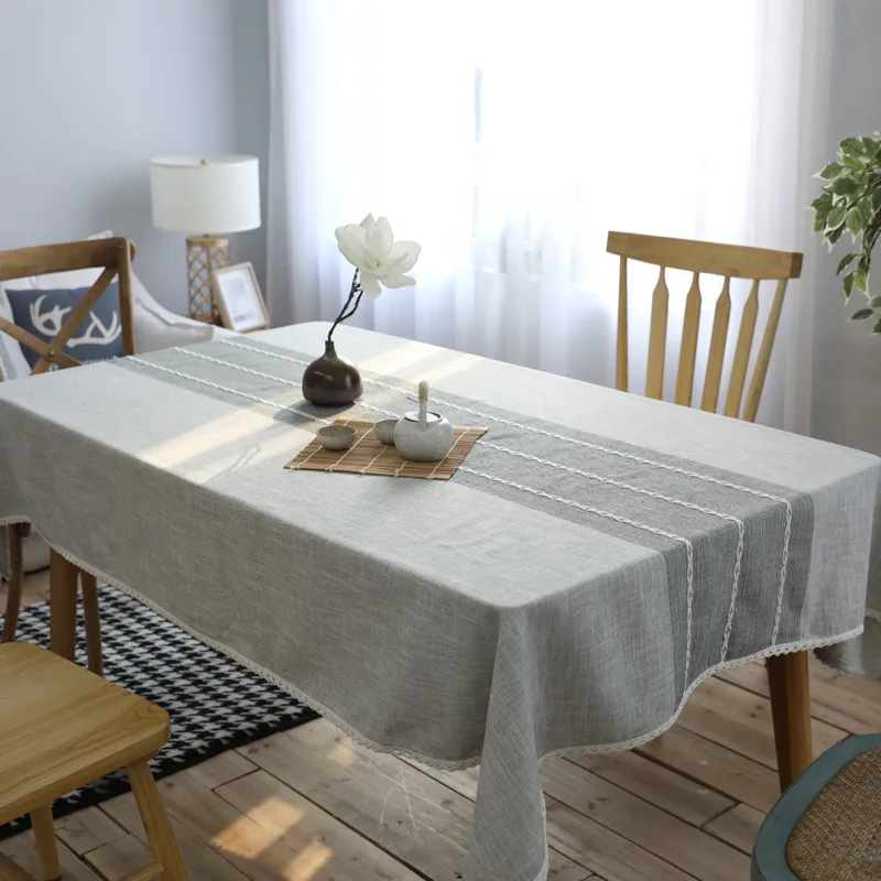 

Simple Striped Tablecloth Cotton Linen Tablecloth Fabric Dust Cloth Coffee Table Cloth Tablecloth for Rectangular Table 030