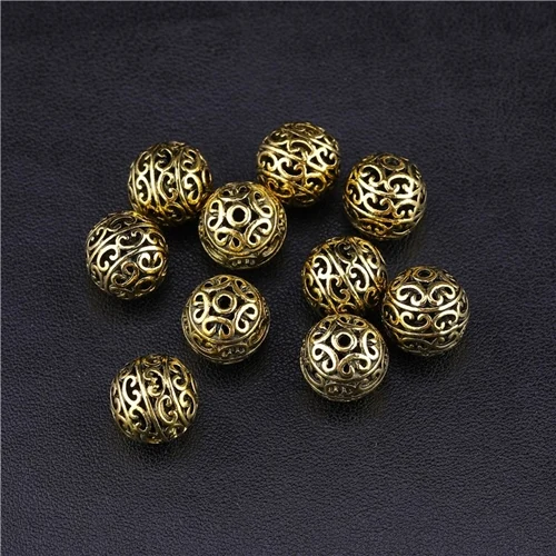 As Photo 10 Pieces Juya 10 шт. Полые винтажные металлические бусины поставки Античное золото/серебро бусины с гравировкой для DIY украшения из бисера - Цвет: As Photo 10 Pieces