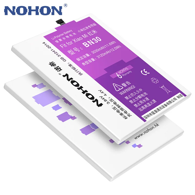 Оригинальный аккумулятор NOHON BN30 BN34 BN35 BN42 BM4A для Xiaomi Redmi 4A 5A 4 5 Pro сменные