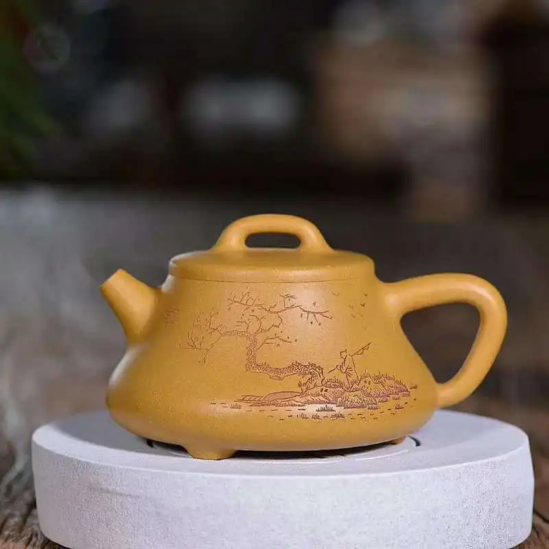 

pot, stone ladle pot, teapot, teapot and teapot. Pure hand-made big mouth stone ladle from gold mud of original mine