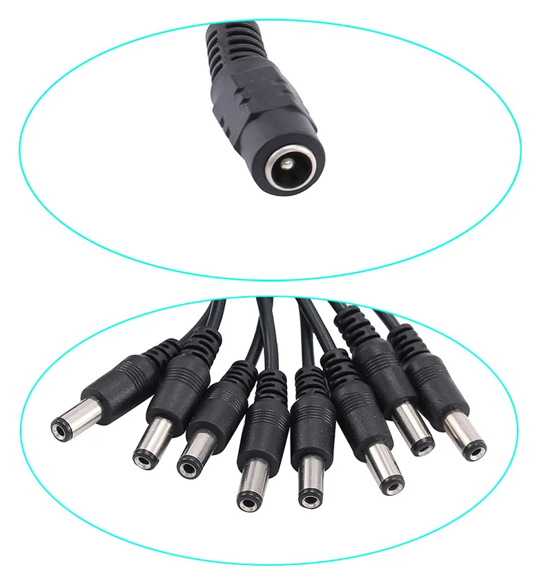 10 шт. 8-полосный кабель-Сплиттер питания постоянного тока 1-8 Соединительный