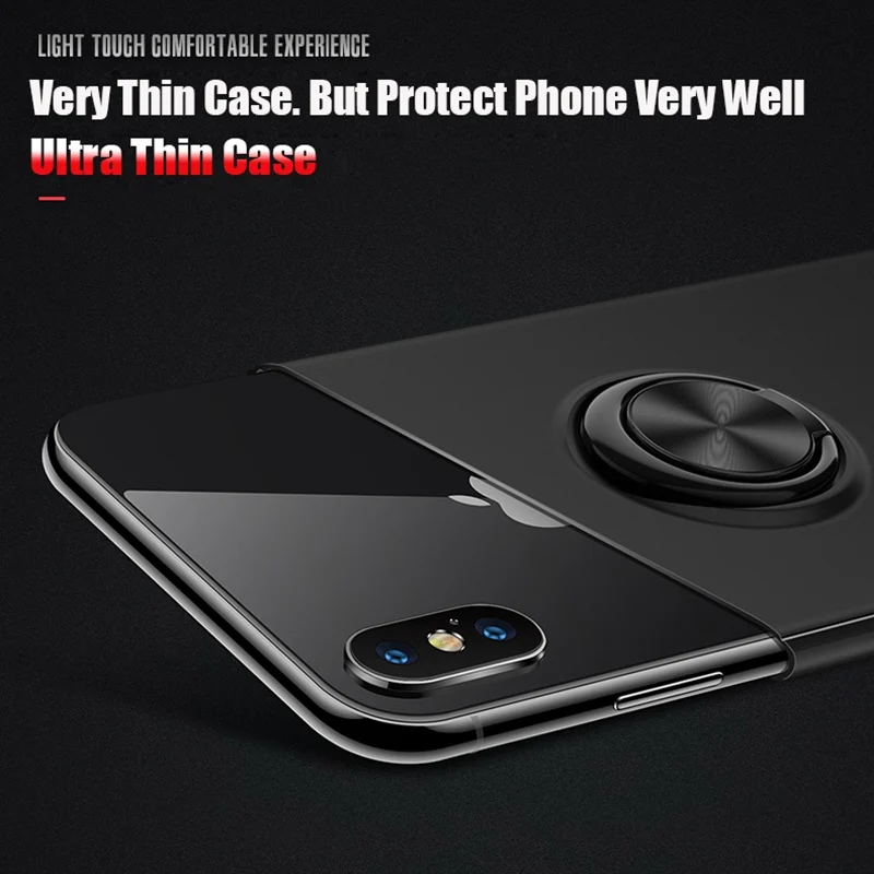 Для iPhone 5 5S SE 6 6s 7 8 Plus X XS MAX XR магнитный держатель TPU металлический Автомобильный Кронштейн кольцо силиконовый резиновый мягкий чехол 8 7 Plus