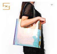 2018 hot selling transparent plastic customized pvc waterproof beach bagshopping bagholographic bag