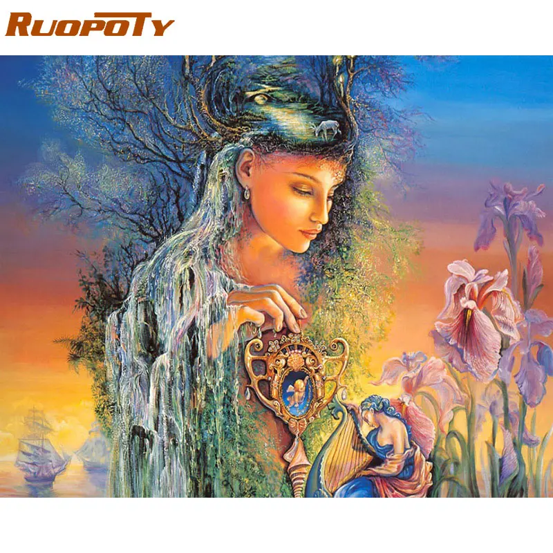RUOPOTY рамка кошка Сделай Сам краска по номерам животные Раскраска по номерам Холст Краска для стен художественная картина акриловая краска по номерам - Цвет: 1539