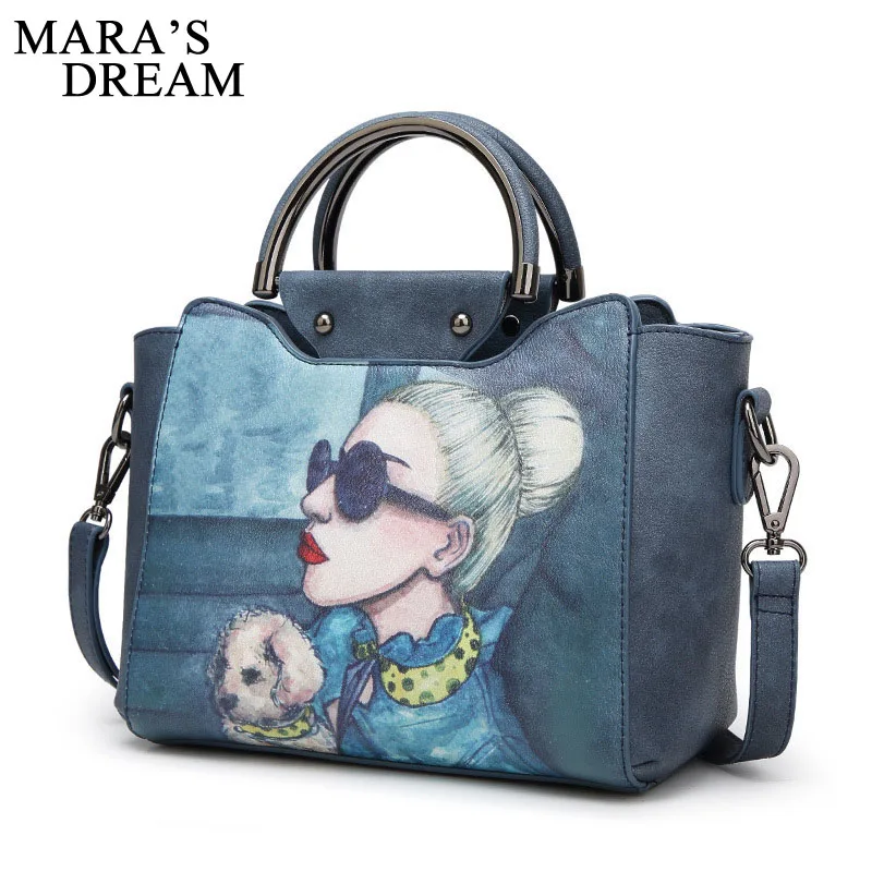 Mara's Dream 2018 Oil Picture Pattern Women Bag Fashion PU Leather Handbag Casual Shoulder Bags | Багаж и сумки