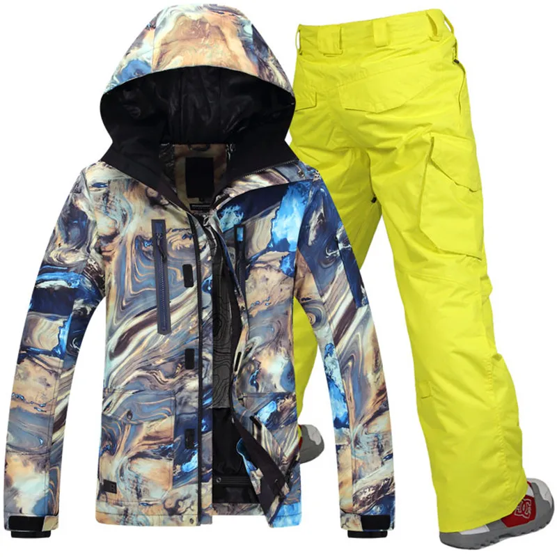GSOU SNOW Brand лыжный костюм Для мужчин лыжные куртки сноубордические брюки зима Mountain