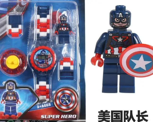 Hotanime marvel, Мстители, супергерой, Железный человек, Халк, Человек-паук, Капитан Америка, блочные часы, детская игрушка для мальчиков и девочек, подарок на день рождения