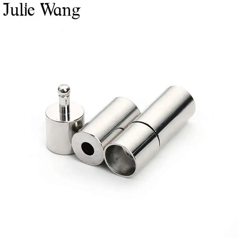 

Julie Wang 5pcs End Caps Clasps Tube For Round Leather Cord 2/2.5/3/4/5/6mm Connector Bracelet Findings Jewelry Accessory Making