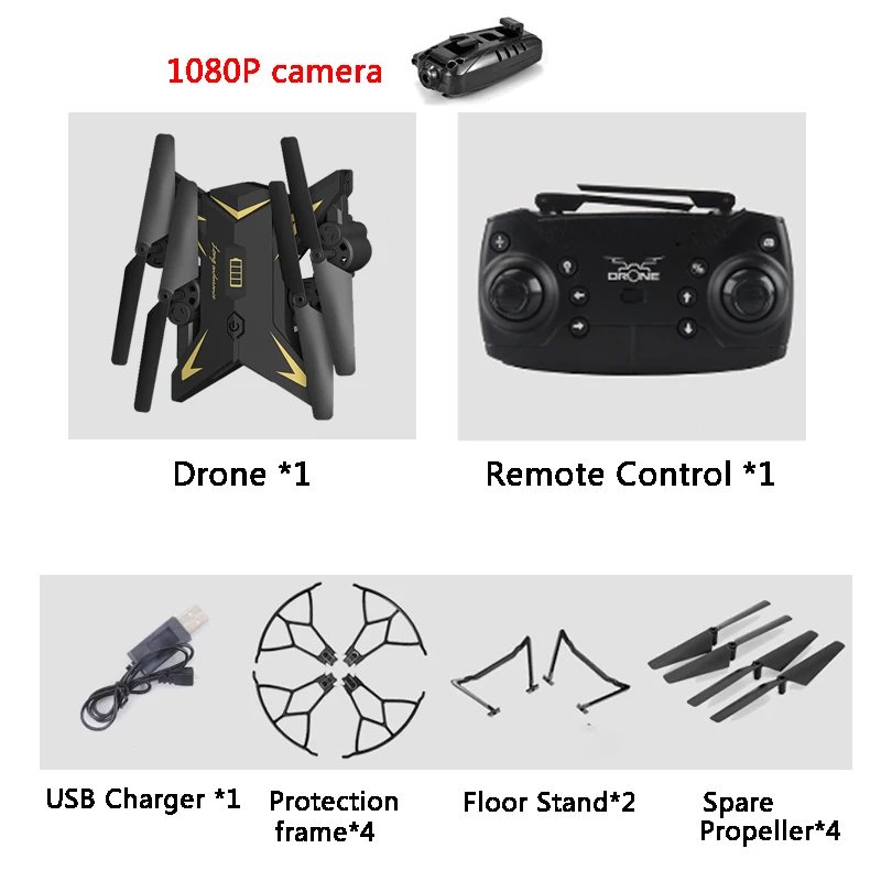 1080p camera-black KY601S RC вертолет Дрон с камерой HD 1080P wifi FPV селфи Дрон Профессиональный складной Квадрокоптер 20 минут работы от батареи - Цвет: 1080p camera-black