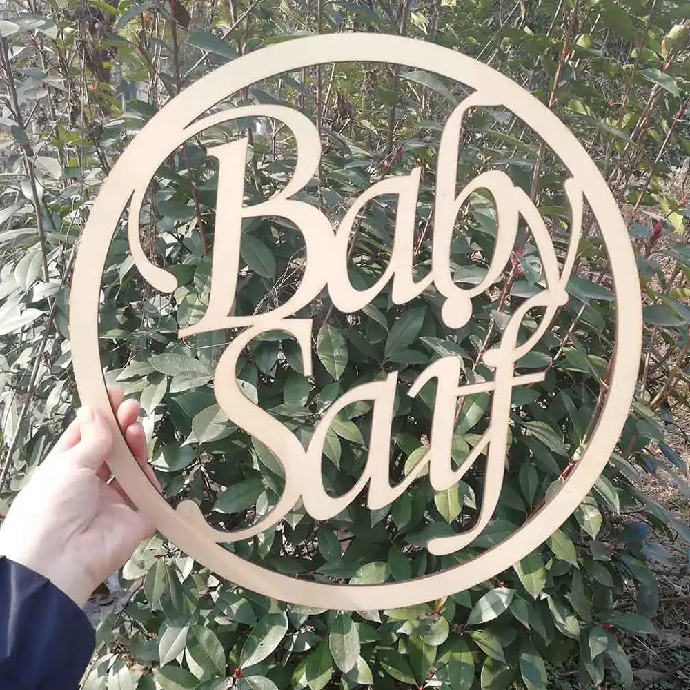 wood Peronalized Baby Shower знак имя BabyShower детские комнаты вечерние Декор на заказ свадебные настенные двери знак магазина логотип зеркало золото - Цвет: wood
