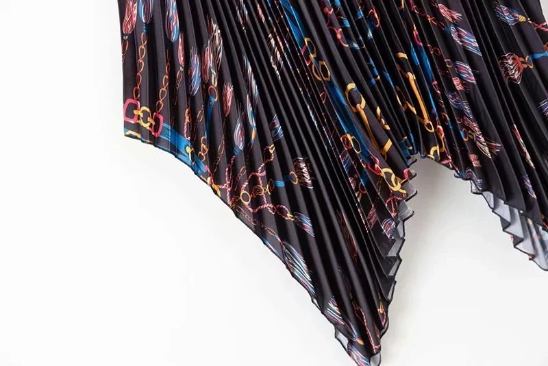 

HOT SELLING miyake Fashion vintage print skirt of wais asymmetrical skirts IN STOCK