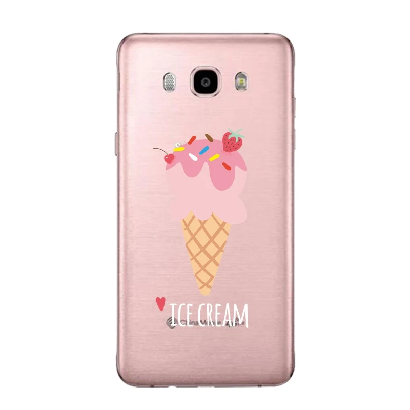 Lemon Soft Clear TPU Phone Case For Samsung J3 J5 J7 S6 S7 S8 note8 A3 A5 C7 J2prime Icecream Printed Cute Cover Free Shipping | Мобильные