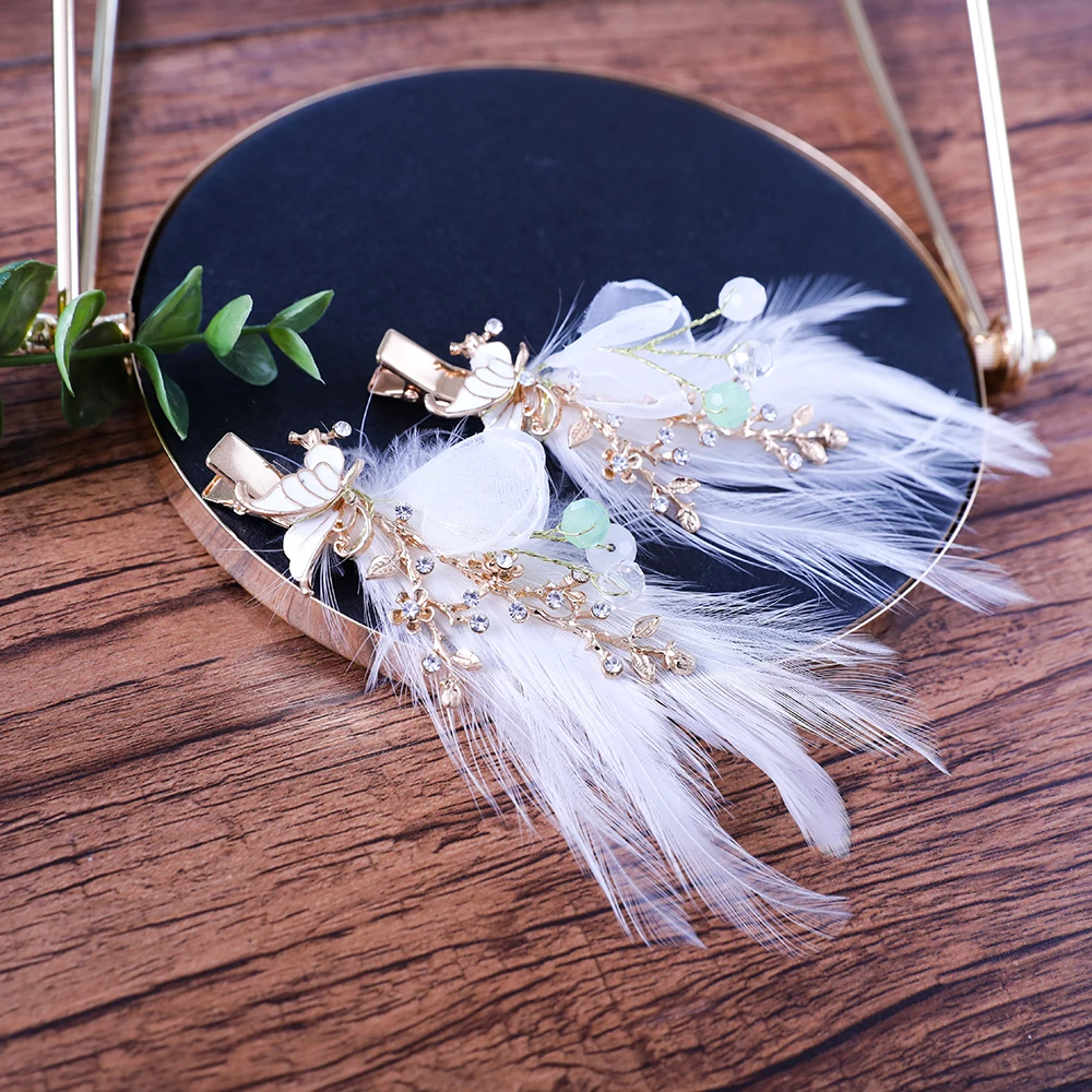 2 шт. искусственные заколки перья для волос золотого цвета дизайнерские