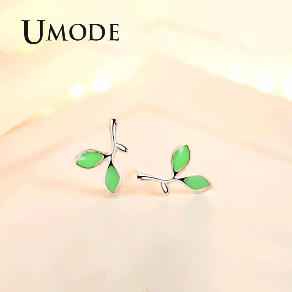 Женские серьги-гвоздики с листьями UMODE простые маленькие ювелирные украшения в