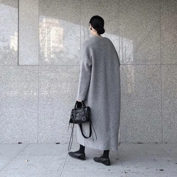 Зимний свитер, женский кардиган с длинным рукавом, топы для девочек, простая Осенняя новинка, женская элегантная вязаная верхняя одежда, свитер, теплый, размера плюс