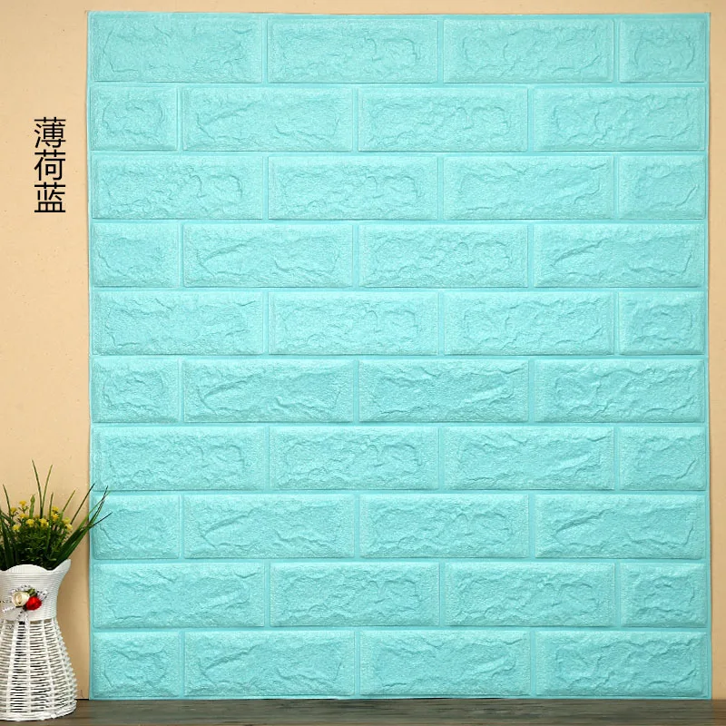 Light blue DIY самоклеющиеся 3D наклейки на кирпичную стену Декор для гостиной пенопластовое водонепроницаемое покрытие для стен обои для телевизора фон для детской комнаты - Цвет: Light blue