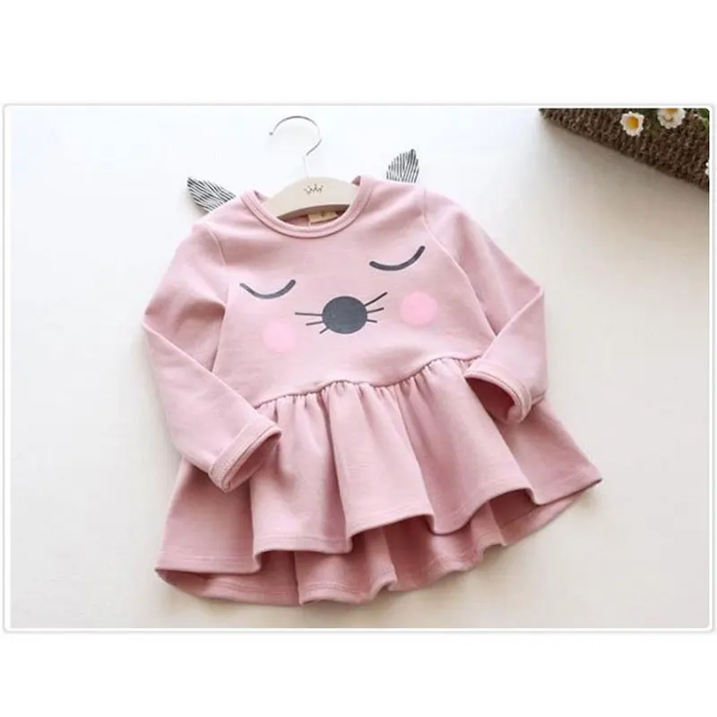 2017 Cartoon Long Sleeve Baby Girl Dress Spring Autumn Cotton Princess Dressing Children's Clothing Clothes High Quality 1-5T | Детская