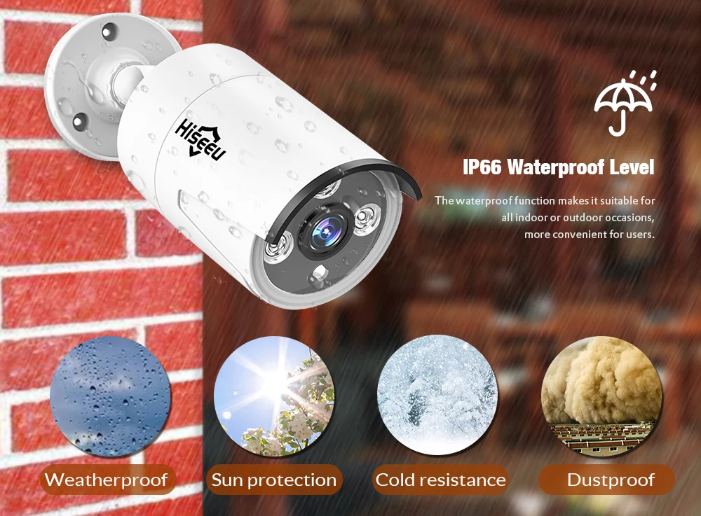 Hiseeu HB612 1080P HD IP уличная камера 2,0 МП 3,6 мм Беспроводная сетевая ip-камера с POE IR CUT Обнаружение движения ночное видение