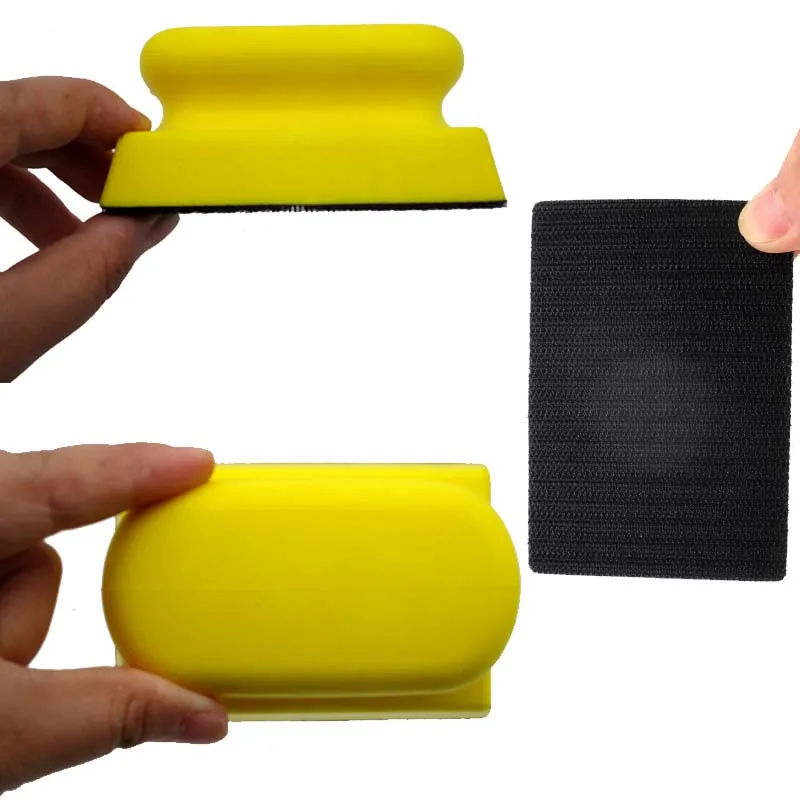 

66x96mm Hand Sanding Block Foam Hand Pad Polishing Pad Abrasive Tools for Hook and Loop Disc