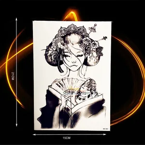 Большой размер, 21x15 см, японская девушка Харадзюку, узор, временные нетоксичные татуировки, женский боди-арт, картина, татуировки, наклейки, сексуальные женщины
