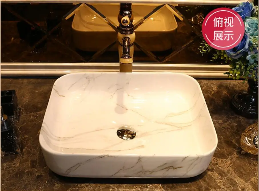 500mm Американский Стиль Мрамор текстура фарфор туалетное судно раковина Керамика