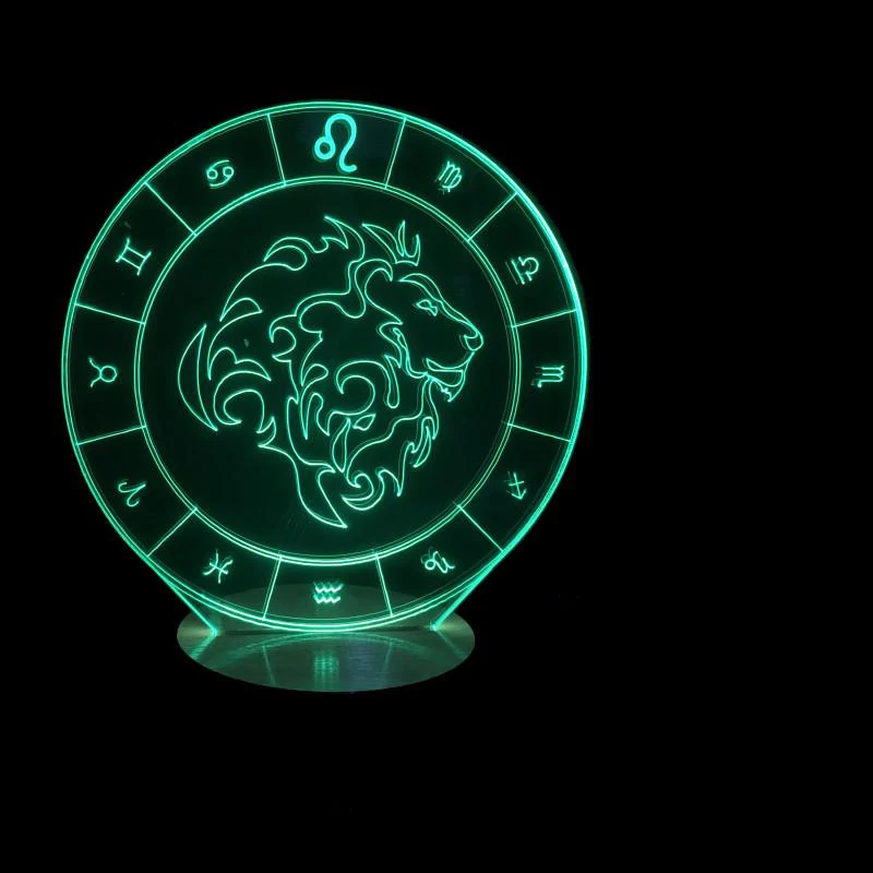 7 цветов Изменение 3D Usb визуальный Лев Форма Созвездие схема освещения настольная