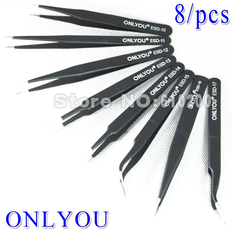 

FreeShipping New Arrivals 8/PCS ONLYOU ESD Precision Tweezer Set Kit Antistatic Stainless Tweezers FOR Electronic Repair