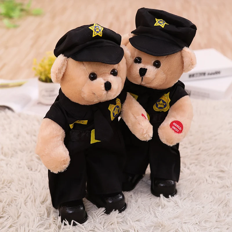 

Talking Singing Police bear speaking plush toys Electronic stuffed animals for children girls boys baby Tiara