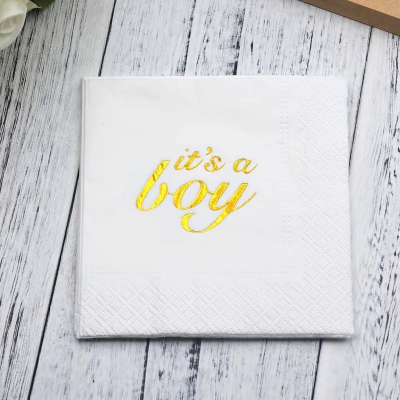 10 шт./лот День рождения ткани с днем его Для мальчиков и девочек Baby Shower салфетки