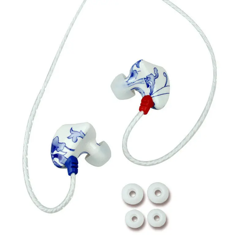 CHICLITS In-ear Earphones 3.5mm Stereo Music Universal Earplugs Blue and White Porcelain Wired Earbus For Computer Mobile Phone |