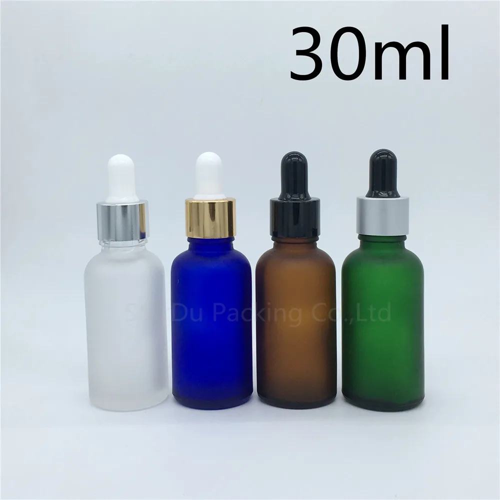 買取 旅行ボトル 500 個 30 ミリリットルアンバーグリーンブルー透明すりガラス精油ボトル、 30cc ガラス香水スポイトボトル