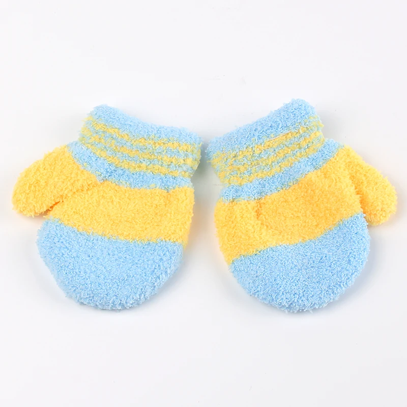 Цветные теплые детские перчатки для мальчиков и девочек Осень-зима кораллового