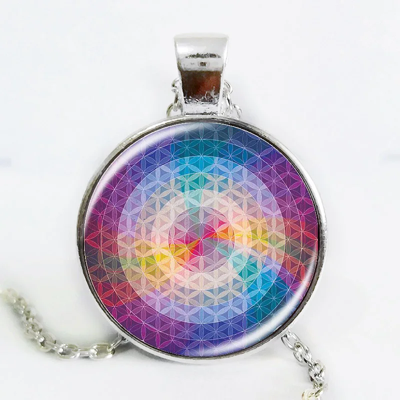 2017 цветок жизни арт фото zen подвеска ожерелье амулеты стекло кабошон Йога