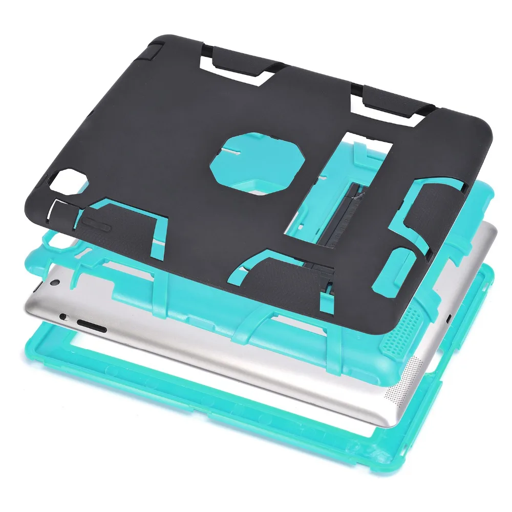 Для apple ipad 2/3/4 Kickstand Броня Case Защитная Крышка Hybrid Три Слоя Heavy Duty Защитник Всего