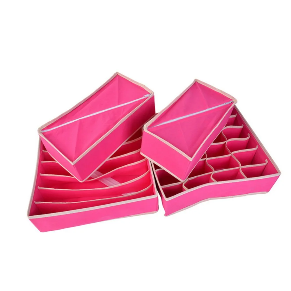 4pcs Multi-size Bra Underwear Organizer Foldable Home Storage Box Non-woven Wardrobe Drawer Closet | Дом и сад